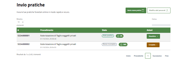 Avanzamento pratica